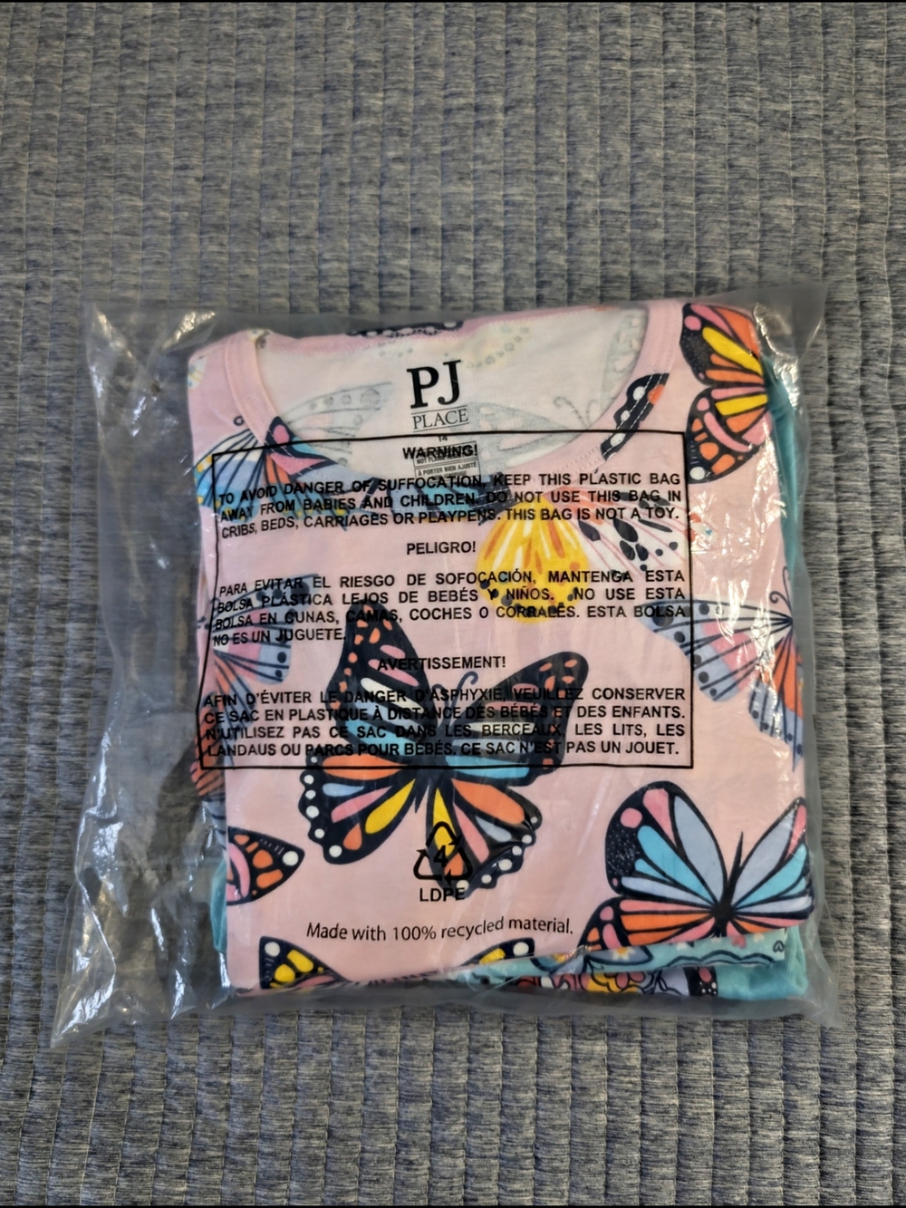 Place Kids Pink Butterfly Pajama Set with Multicolor Wings